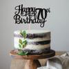 1 PCS Happy 70th Birthday Cake Topper Glitter Cheers to 70 Years Birthday Cake Pick Seventy 70 Fabulous Cake Decoration for Happy 70th Birthday Theme Party Decorations Supplies Black view 4