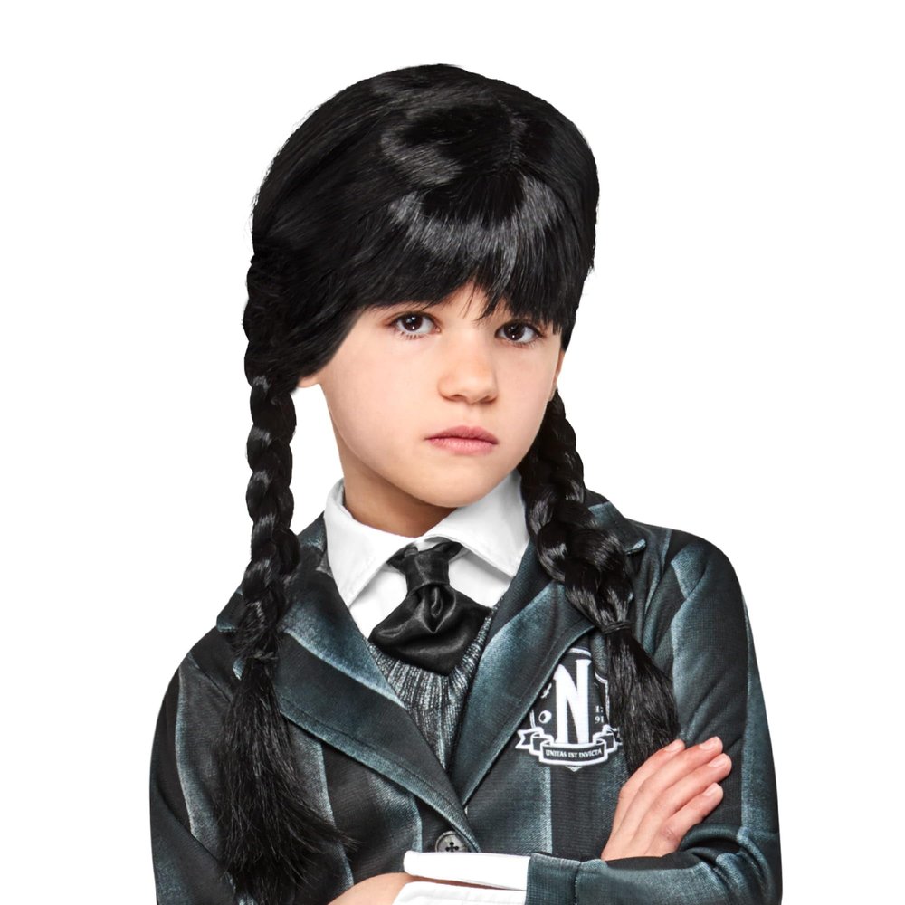 Rubies Wednesday TV Series: Wednesday Addams Wig for Kids, Girl's No Size