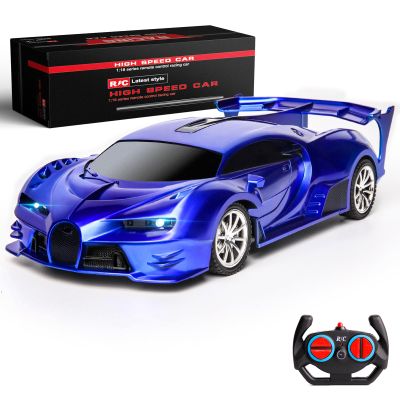 KULARIWORLD Remote Control Car 1/18 High Speed RC Cars Toys for Boys Girls Vehicle Racing Hobby with Headlight Xmas Birthday Gifts for Kids (Blue)