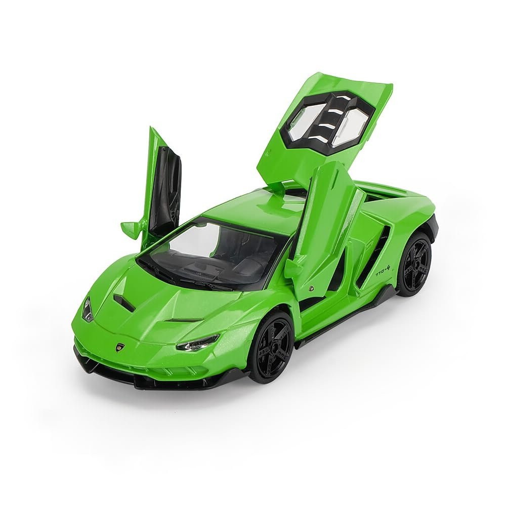 Alloy Collectible Green Lambo Toy Cars Model Pull Back Vehicles Diecast with Light & Sound