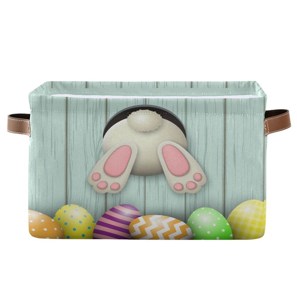 Easter Day Bunny Tail Eggs Storage Basket Fabric Laundry Baskets Happy Easter Rabbit Spring Storage Boxes Organizer Bag for Baby Cloth Dog Toy Book Storage Cubes Shelf Closet Bins 16128 Inches