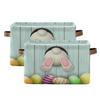 Easter Day Bunny Tail Eggs Storage Basket Fabric Laundry Baskets Happy Easter Rabbit Spring Storage Boxes Organizer Bag for Baby Cloth Dog Toy Book Storage Cubes Shelf Closet Bins 16128 Inches view 2