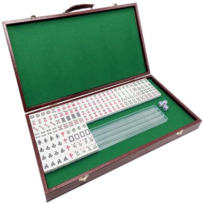 Erencook Miniature Chinese Mahjong Game Set with Foldable Table 144 Mini-Tiles, Case and Accessories Travel Set,Chinese Classic Tile Games Mini Mahjong 24mm (Blue)