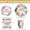 APOWBLS Young Wild And Three Decorations Girl Dinnerware, Safari 3rd Birthday Party Supplies, Plate, Cup, Napkin, Tablecloth, Cutlery, Straw, Animal Jungle 3 Year Old Birthday Decorations | Serves 24 view 2