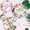 APOWBLS Young Wild And Three Decorations Girl Dinnerware, Safari 3rd Birthday Party Supplies, Plate, Cup, Napkin, Tablecloth, Cutlery, Straw, Animal Jungle 3 Year Old Birthday Decorations | Serves 24 view 4