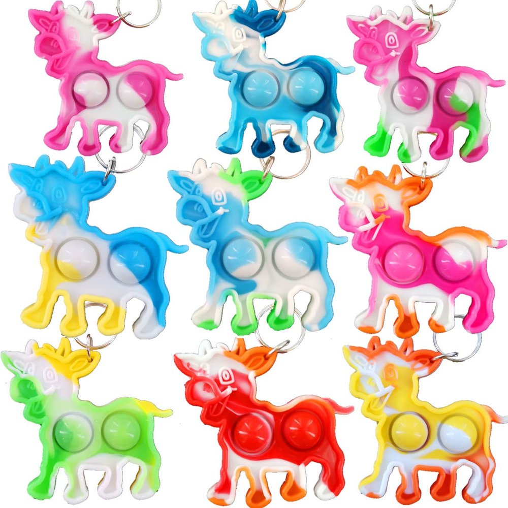 KRUXI 24 Packs Cow Bulk Mini Fidget Favors for Boys and Girls Birthday Party Supply and Classroom Students Rewards Prizes