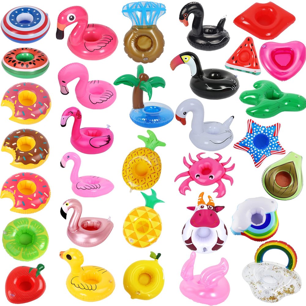 32 Pack Inflatable Drink Holders, Drink Floats Inflatable Pool Cup Holder Coasters for Pool Party