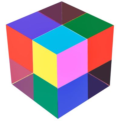 ZhuoChiMall CMY Color Cube, 3.15 inch (80mm) Mixing Color Cube, Colorful Acrylic Prism for Home or Office Desktop Decoration, Science Learning Physic Toys Educational Gifts for Kids