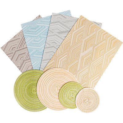 8Pcs 12 and 7.5 Inch Dollhouse Diameter Miniature Weaving Round and Square Rug Miniature Carpets for Mini House Decor