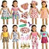 HOAKWA American Doll Clothes and Accessories for 18 Inch Doll, 18" Clothes Dress, Total 19 Pcs Including 8 Sets of Clothing Outfits with Shoes, Underwear, Headband, and Cap (Not Include The Doll) view 1