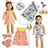 HOAKWA American Doll Clothes and Accessories for 18 Inch Doll, 18" Clothes Dress, Total 19 Pcs Including 8 Sets of Clothing Outfits with Shoes, Underwear, Headband, and Cap (Not Include The Doll) view 3