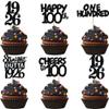 30PCS Black 100th Birthday Cupcake Toppers Glitter One Hundred Years 100 Fabulous Happy 100 Straight Outta 1926 Cupcake Picks for 100th Birthday Anniversary Party Cake Decorations Supplies view 1