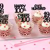 30PCS Black 100th Birthday Cupcake Toppers Glitter One Hundred Years 100 Fabulous Happy 100 Straight Outta 1926 Cupcake Picks for 100th Birthday Anniversary Party Cake Decorations Supplies view 3