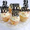 30PCS Black 100th Birthday Cupcake Toppers Glitter One Hundred Years 100 Fabulous Happy 100 Straight Outta 1926 Cupcake Picks for 100th Birthday Anniversary Party Cake Decorations Supplies view 4