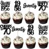 30PCS Black 70th Birthday Cupcake Toppers Glitter Seventy Happy 70th Straight Outta 1956 Cupcake Picks for Cheers to 70 Years Birthday Anniversary Retirement Party Cake Decorations Supplies view 1
