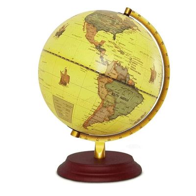 HRTC World Globe Elegant Retro World Globe Desktop Desk Table Lamp for Kids Small Geography Globe Office Decoration Globe Clear Text Marking