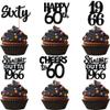 30PCS Black 60th Birthday Cupcake Toppers Glitter Sixty Happy 60 Straight Outta 1966 Cupcake Picks for Cheers to 60 Years 60th Birthday Wedding Anniversary Party Decoration Supplies view 1