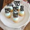 30PCS Black 60th Birthday Cupcake Toppers Glitter Sixty Happy 60 Straight Outta 1966 Cupcake Picks for Cheers to 60 Years 60th Birthday Wedding Anniversary Party Decoration Supplies view 4