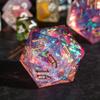 Cusdie Single D20 DND Dice with Sharp Edges and Glitter Foil Inclusions, 20 Sided D&D Dice, 33mm Handcrafted, for Role Playing Game (Pink) view 2