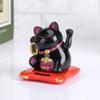 Odorkle Solar Luck Cat Statue ABS Engineering Plastic Shell Good Luck Wealth Welcoming Cat Ornaments Solar Powered Cat Dashboard Decorations (Black) view 3