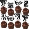 30PCS Black 21st Birthday Cupcake Toppers Glitter Twenty One Happy 21st Straight Outta 2004 Cupcake Picks for Cheers to 21 Years Birthday Anniversary Party Decorations Supplies view 1