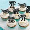 30PCS Black 21st Birthday Cupcake Toppers Glitter Twenty One Happy 21st Straight Outta 2004 Cupcake Picks for Cheers to 21 Years Birthday Anniversary Party Decorations Supplies view 4