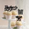 30PCS Black 75th Birthday Cupcake Toppers Glitter Seventy Five Happy 75th Straight Outta 1951 Cupcake Picks for Cheers to 75 Years Birthday Anniversary Party Cake Decorations Supplies view 4