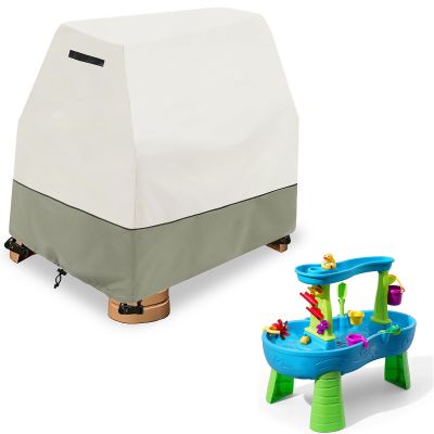 Dalema Kids Water Table Cover,Outdoor Heavy 600D Waterproof Anti-UV Dustproof Kids Water Play Table Cover,Compatible with Step2 Rain Showers Splash Pond Toddler Water Table,Beige,Cover Only