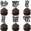 30PCS Black 65th Birthday Cupcake Toppers Glitter Sixty Five Happy 65th Straight Outta 1961 Cupcake Picks for Cheers to 65 Years Birthday Anniversary Party Cake Decorations Supplies view 1
