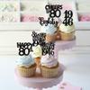 30PCS Black 80th Birthday Cupcake Toppers Glitter Eighty 80 Fabulous Happy 80 Straight Outta 1946 Cupcake Picks for 80th Birthday Anniversary Retirement Party Cake Decorations Supplies view 4