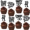30PCS Black 55th Birthday Cupcake Toppers Glitter Fifty Five Happy 55 Straight Outta 1971 Cupcake Picks for Cheers to 55 Years 55th Birthday Anniversary Party Cake Decorations Supplies view 1
