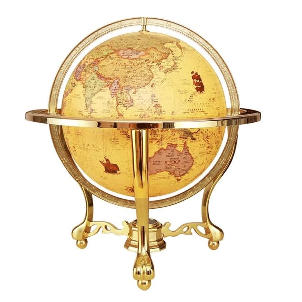 HRTC World Globe Elegant Retro World Globe Hd Chinese and English Led Desk Lamp Living Room Office Decoration Creative Globe Clear Text Marking