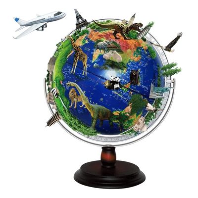 HRTC World Globe 11.8 Inch World Globe with Stand 3D Embossed 720 Rotating Globe Educational Kids Globe Office Decoration Globe Clear Text Marking
