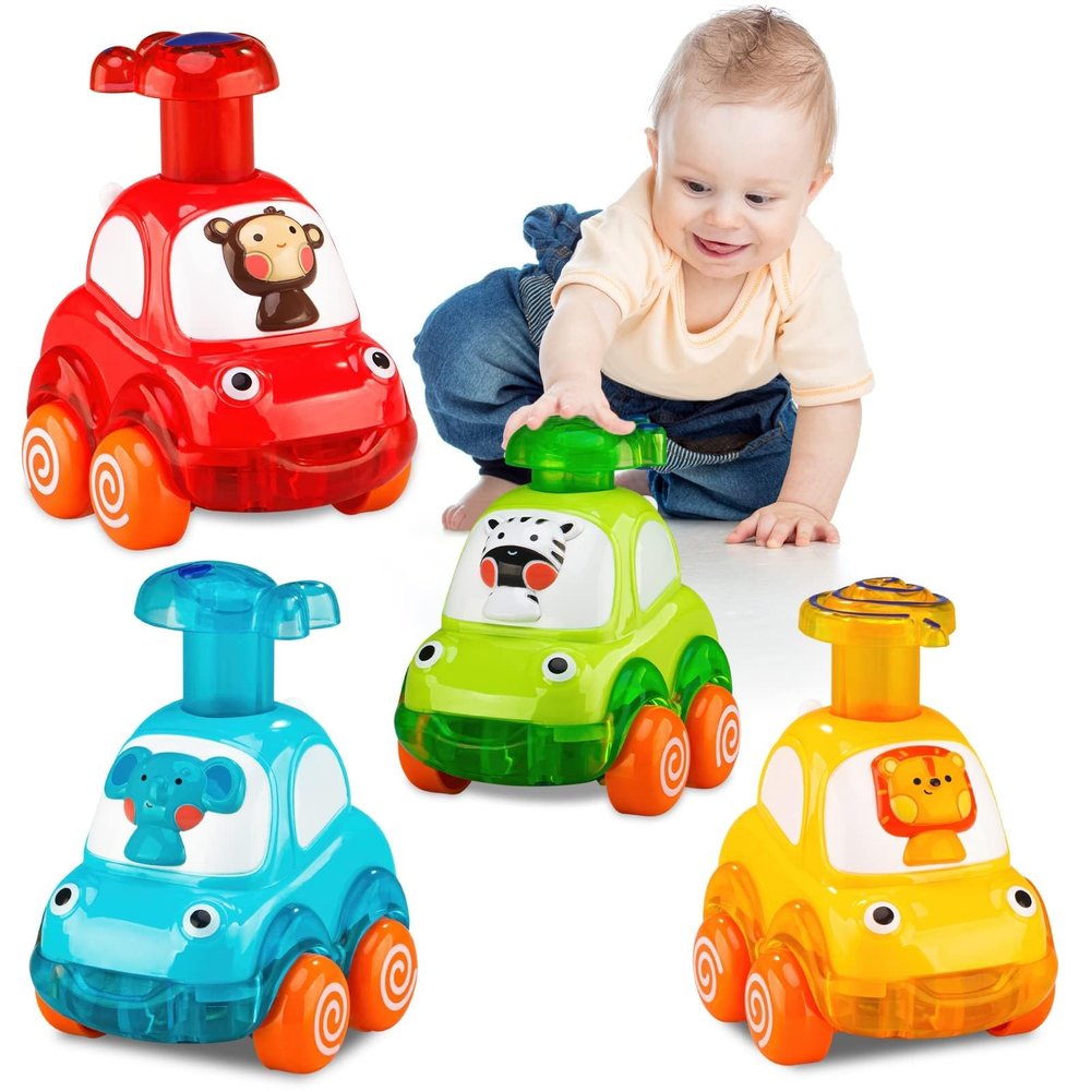Wdebay 4 PCS Inertia Animal Car for 1 Year Old Boy and Girl|Toddler Toys Age 1-2|1 Year Old Boy Gifts for 1st Birthday|Baby Toys 12-18 Months