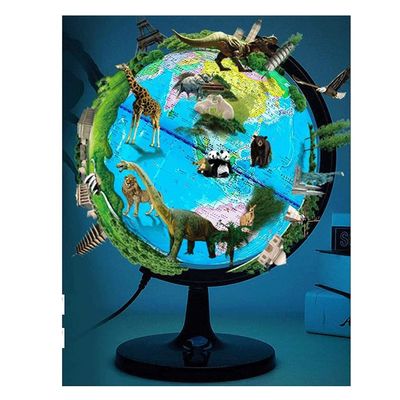 HRTC World Globe 7.8 Inch World Globe Blue Ocean Globe with Black Base Lighted World Map Kids Smart Globe Office Decoration Globe Clear Text Marking