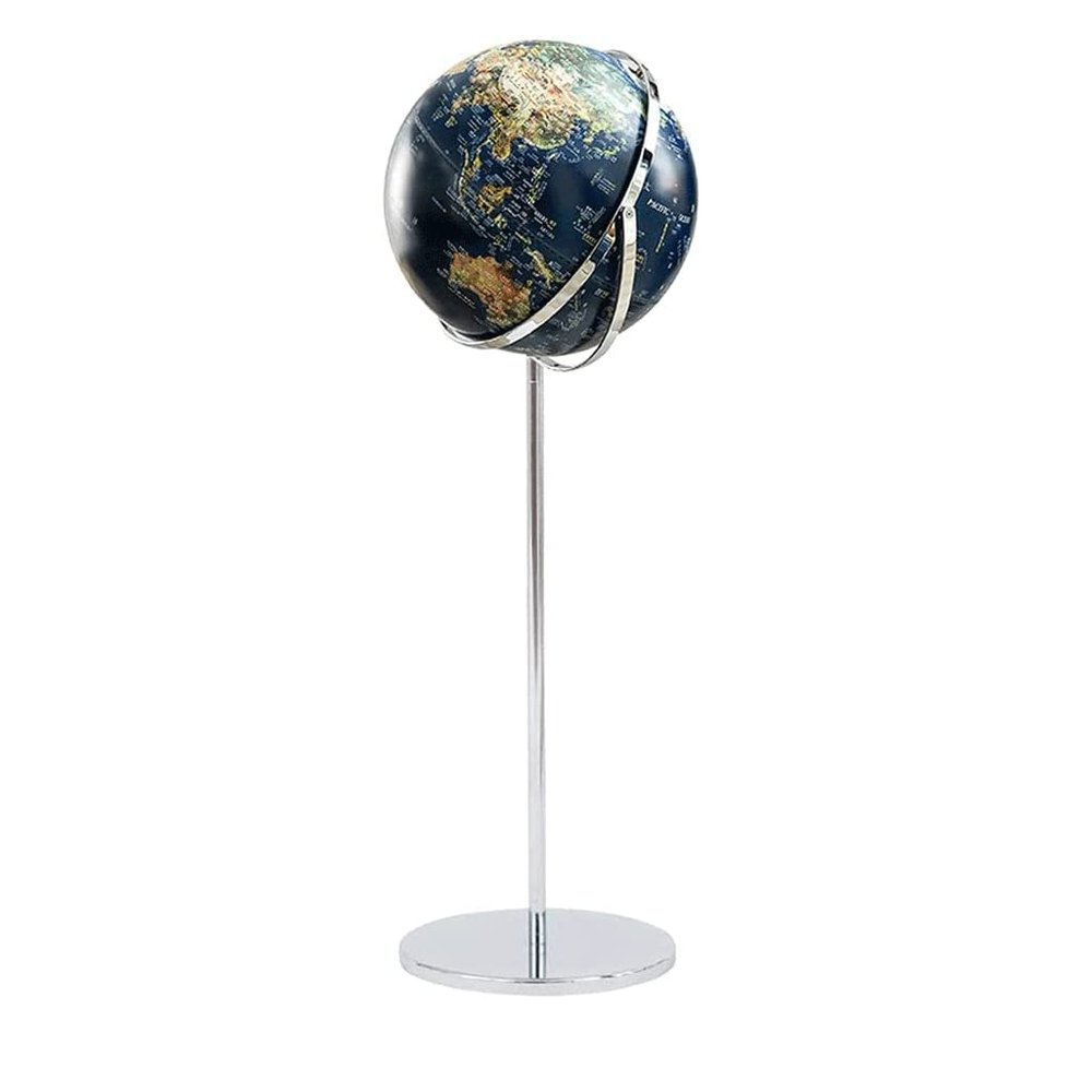 World Globe Floor Standing World Globe 3D Embossed Lighted Globe Educational Map Globe 720 Rotating Hd Globe for Home Decor Clear Text Marking