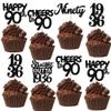 30PCS Black 90th Birthday Cupcake Toppers Glitter Nighty 90 Fabulous Happy 90 Straight Outta 1936 Cupcake Picks for 90th Birthday Anniversary Party Cake Decorations Supplies view 1