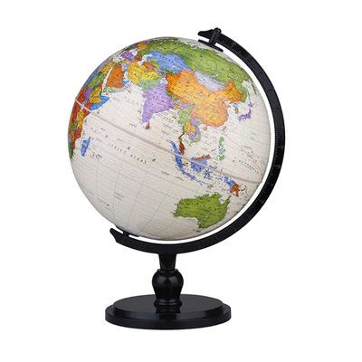 HRTC World Globe World Education Globe Retro Abs Base with Black Stand World Globe 9.8 Inch Adult Globe Office Decoration Globe Clear Text Marking