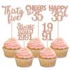 30PCS 35th Birthday Cupcake Toppers Glitter Thirty Five Happy 35 Straight Outta 1991 Cupcake Picks for Cheers to 35 Years 35th Birthday Anniversary Party Cake Decorations Supplies Rose Gold view 1