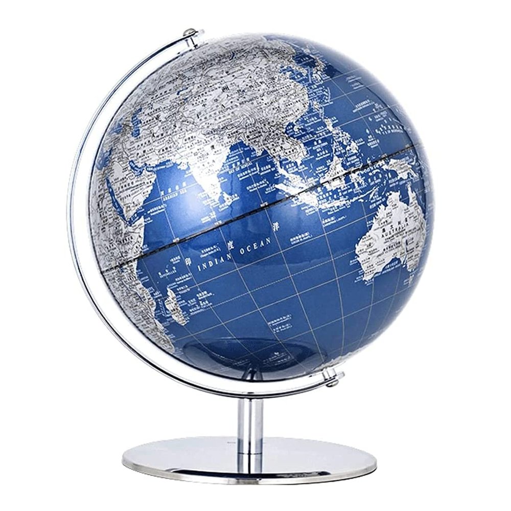 HRTC World Globe World Globe 720 Rotating World Educational Globe with Stand Surface Geography Globe Office Decor Kids Globe 11.8 Inch Clear Text Marking