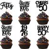 30PCS Black 50th Birthday Cupcake Toppers Glitter Fifty Happy 50th Straight Outta 1976 Cupcake Picks for Cheers to 50 Years Birthday Wedding Anniversary Party Cake Decorations Supplies view 1