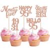 30PCS 95th Birthday Cupcake Toppers Glitter Nighty Five Happy 95 Straight Outta 1931 Cupcake Picks for Cheers to 95 Fabulous 95th Birthday Anniversary Party Cake Decorations Supplies Rose Gold view 1