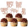 30PCS 50th Birthday Cupcake Toppers Glitter Fifty Happy 50 Straight Outta 1976 Cupcake Picks for Cheers to 50 Years 50th Birthday Wedding Anniversary Party Cake Decorations Supplies Rose Gold view 1