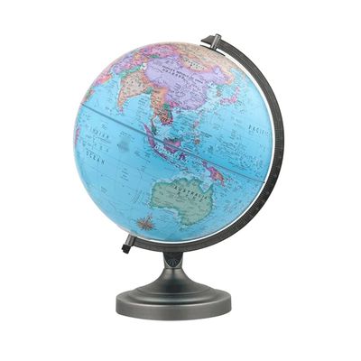 HRTC World Globe Newest World Globe with Stainless Steel Stand 11.8 in Desktop Globe Kids Educational Astronomy and Geography Map Globe Clear Text Marking