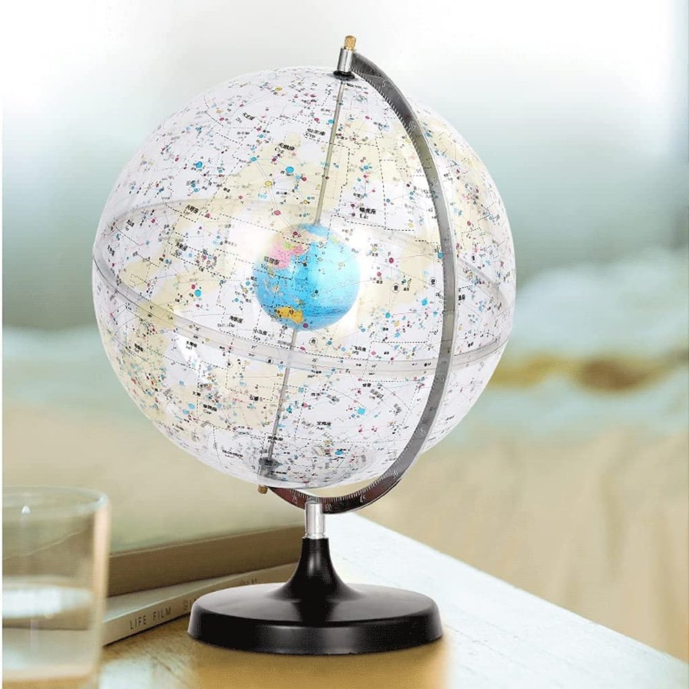 World Globe World Globe Large Clear Constellation Globe Black with Glowing Globe Desk Lamp for Home Office Display Globe Clear Text Marking