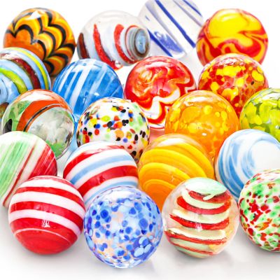 FUTUREPLUSX 20PCS Glass Marbles for Kids, 0.6 Inch Small Colorful Marbles Run Accessories, for Kids Game, Birthday Party Gifts, Parent-Child Games