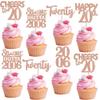 30PCS 20th Birthday Cupcake Toppers Glitter Twenty Happy 20th Straight Outta 2005 Cupcake Picks for Cheers to 20 Years Birthday Wedding Anniversary Party Cake Decorations Supplies Rose Gold view 1