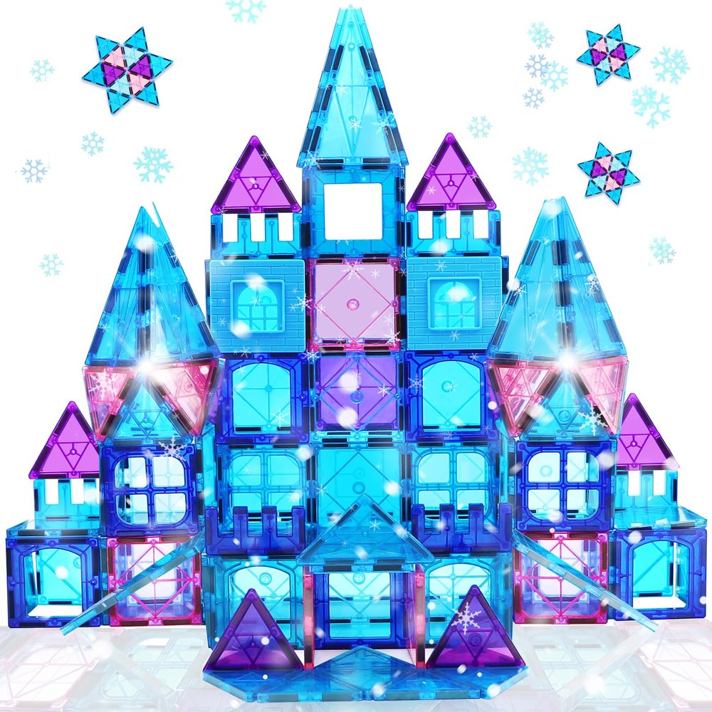KAEILORU Magnetic Tiles 3D Kids Toys for Girl Age 4-7 Educational Magnetic Building Blocks Girl Toys Age 6-8 Princess Castle Pretend Play Toy for Kids Age 3 4-5 6 8-10 Year Old Boy Birthday Gifts