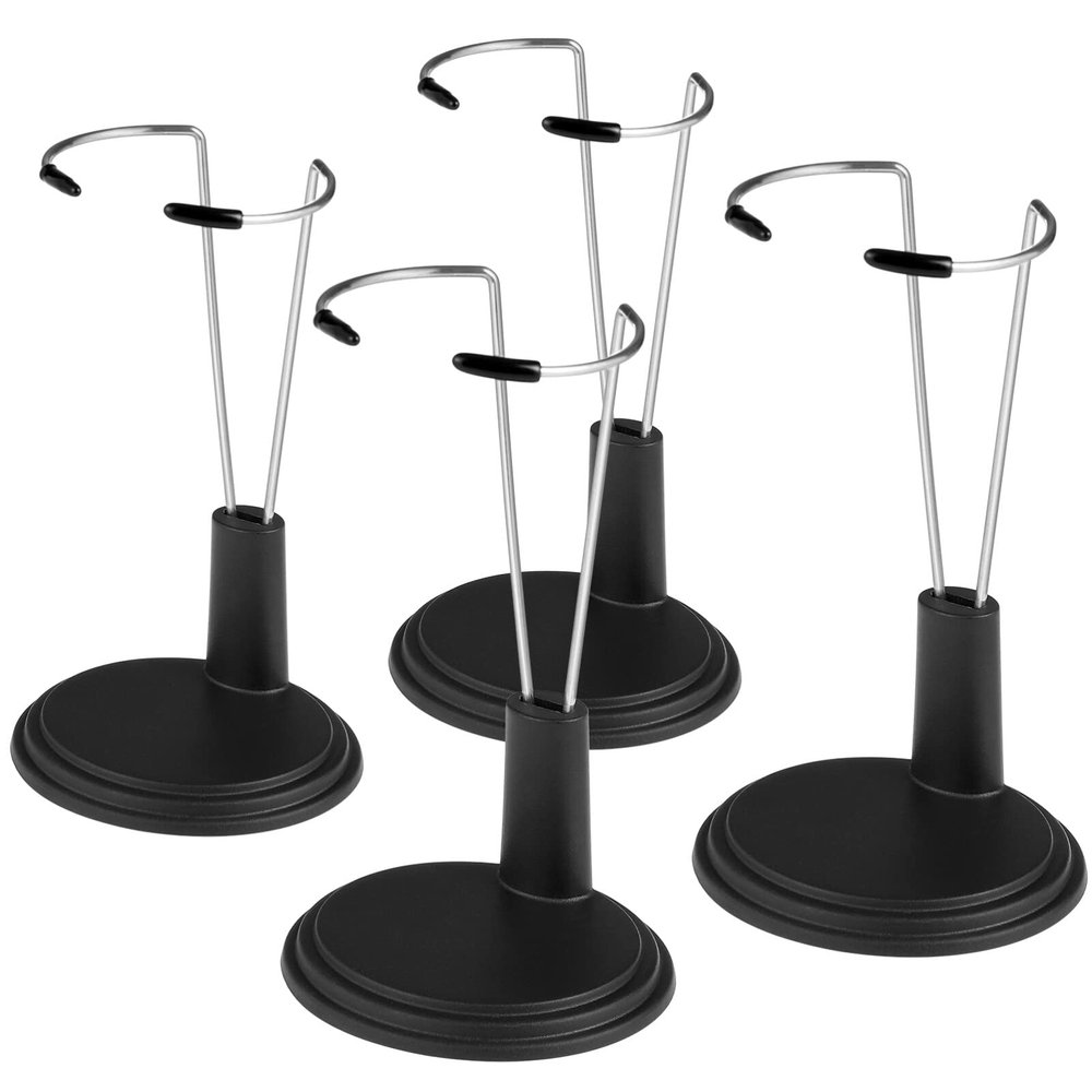 jojofuny 4 Pcs Doll Stands Display Holder, Action Figure Support Stands, Adjustable Bear Racks for 6-8 Inches Dolls Mini Display Holder(Black)