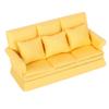 Luqeeg Dollhouse Furniture, 1:12 Scale Miniature Sofa, Doll House Mini Sofa with 3pcs Pillow Wooden Doll House Decoration Accessories Mini Furniture for Dollhouse Living Room (Yellow) view 1